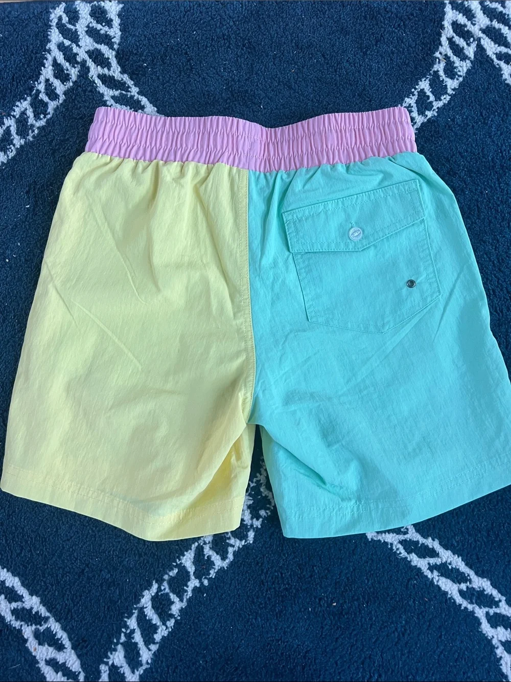 Kids Colorblock Swim Trunks with Pink Waistband